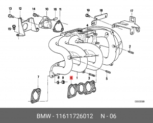Прокладка впускного коллектора 11 61 1 726 012 BMW
