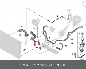 Патрубок системы охлаждения ДВС 17 12 7 586 774 BMW