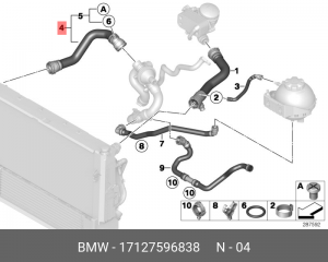 Патрубок системы охлаждения ДВС 17 12 7 596 838 BMW