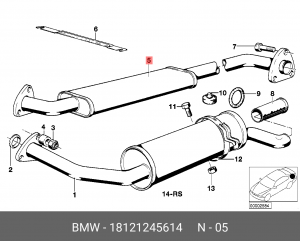 Резонатор - средняя часть системы ОГ 18 12 1 245 614 BMW