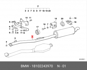 Глушитель - задняя часть системы ОГ 18 10 2 243 970 BMW