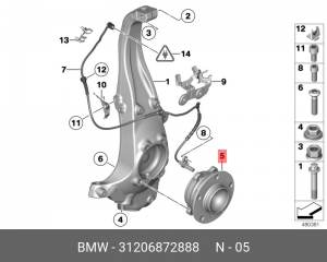 Подшипник ступицы колеса со ступицей (комплект) 31 20 6 872 888 BMW
