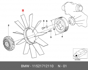 Крыльчатка электромотора радиатора охлаждения ДВС 11 52 1 712 110 BMW