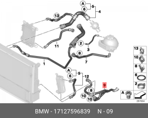 Патрубок системы охлаждения ДВС 17 12 7 596 839 BMW