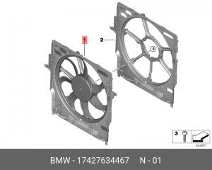 Диффузор радиатора охлаждения с вентилятором 17 42 7 634 467 BMW