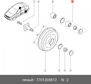 Подшипник ступицы колеса (комплект) 7701205812 RENAULT