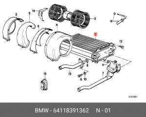 Радиатор отопителя 64 11 8 391 362 BMW