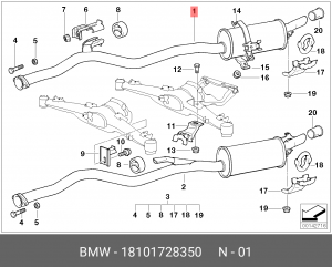 Глушитель - задняя часть системы ОГ 18 10 1 728 350 BMW