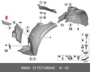 Кромка пылезащитная арки крыла 51 75 7 188 840 BMW