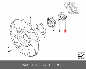 Шкив крыльчатки электромотора радиатора охлаждения ДВС 11 51 1 742 045 BMW