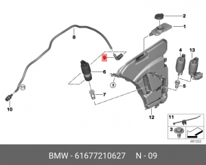 Соединительный элемент омывателя фар 61 67 7 210 627 BMW