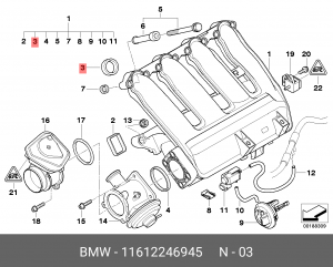 Прокладка впускного коллектора 11 61 2 246 945 BMW