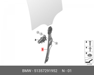 Стеклоподъемник без двигателя П Зд 51 35 7 291 952 BMW