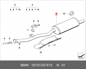 Глушитель - задняя часть системы ОГ 18 10 1 247 415 BMW