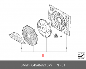 Диффузор радиатора охлаждения с вентилятором 64 54 6 921 379 BMW