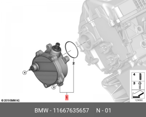 Насос вакуумный тормозной системы 11 66 7 635 657 BMW