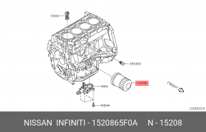 Фильтр масляный двигателя 15208-65F0A NISSAN