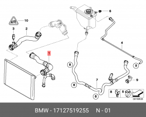 Патрубок системы охлаждения ДВС 17 12 7 519 255 BMW