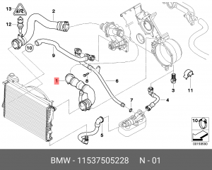 Патрубок системы охлаждения ДВС 11 53 7 505 228 BMW