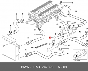 Патрубок системы охлаждения ДВС 11 53 1 247 398 BMW