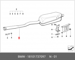 Глушитель - задняя часть системы ОГ 18 10 1 737 097 BMW