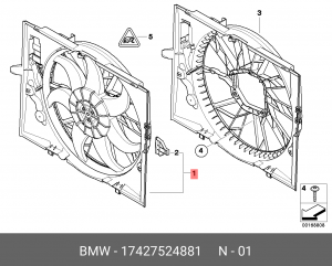 Диффузор радиатора охлаждения с вентилятором 17 42 7 524 881 BMW