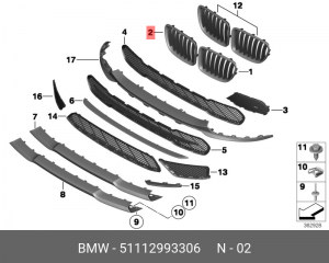 Решетка радиатора 51 11 2 993 306 BMW