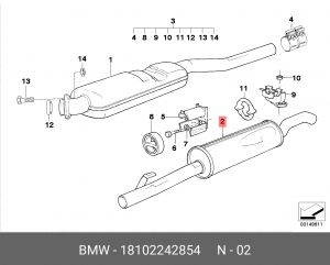Глушитель - задняя часть системы ОГ 18 10 2 242 854 BMW
