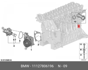 Фланец системы охлаждения 11 12 7 806 196 BMW
