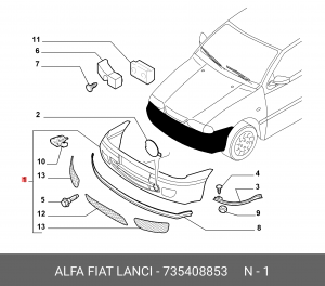 Бампер передний 735408853 ALFA FIAT LANCIA