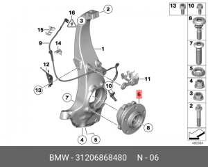 Подшипник ступицы колеса со ступицей (комплект) 31 20 6 868 480 BMW