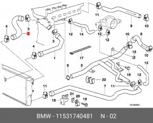 Патрубок системы охлаждения ДВС 11 53 1 740 481 BMW