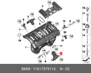 Клапан управления впускного коллектора 11 61 7 579 114 BMW
