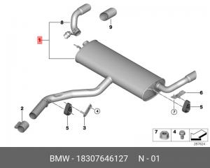 Глушитель - задняя часть системы ОГ 18 30 7 646 127 BMW