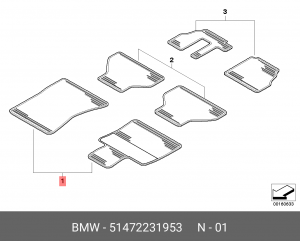 Коврики салона (комплект) 51 47 2 231 953 BMW
