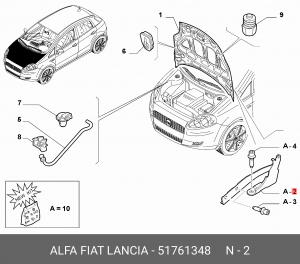 Петля - шарнир открывания капота 51761348 ALFA FIAT LANCIA