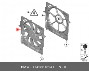 Диффузор радиатора охлаждения с вентилятором 17 42 8 618 241 BMW