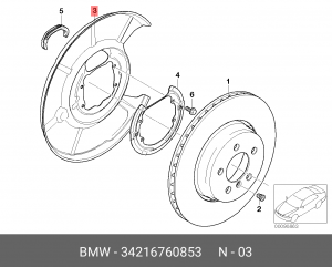 Защита дискового тормозного механизма 34 21 6 760 853 BMW