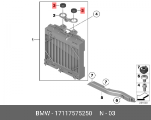 Втулка крепления радиатора охлаждения ДВС 17 11 7 575 250 BMW